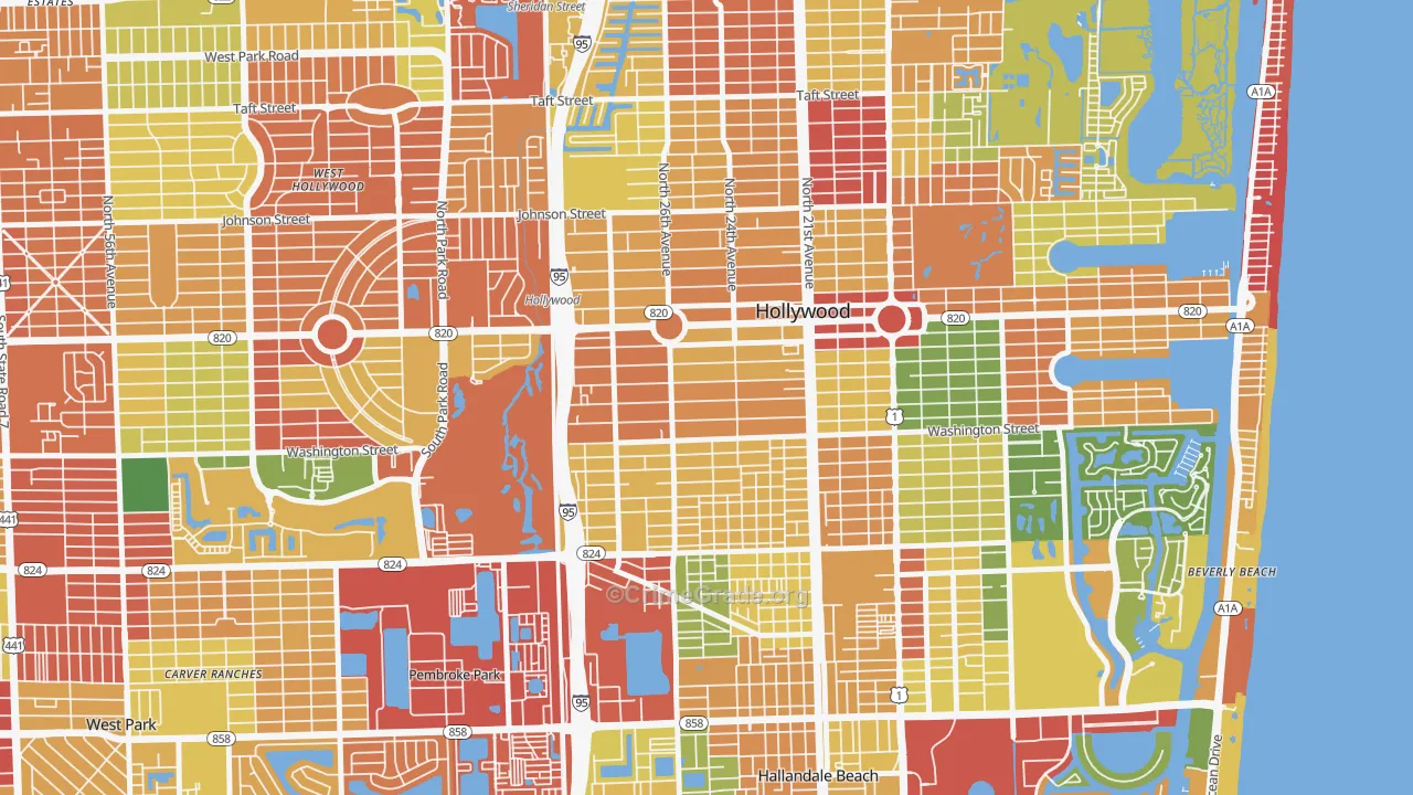 Highland Garden, Hollywood, FL Map of Theft Rates