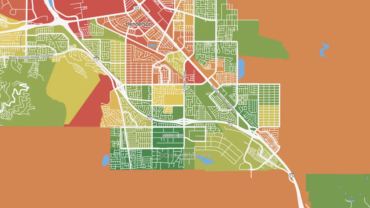 Highland Hills, Henderson, NV Map of Theft Rates