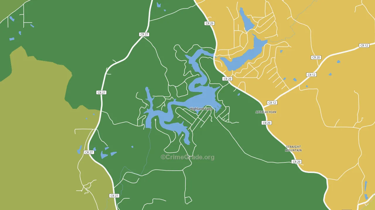 Highland Lake, AL Map of Theft Rates
