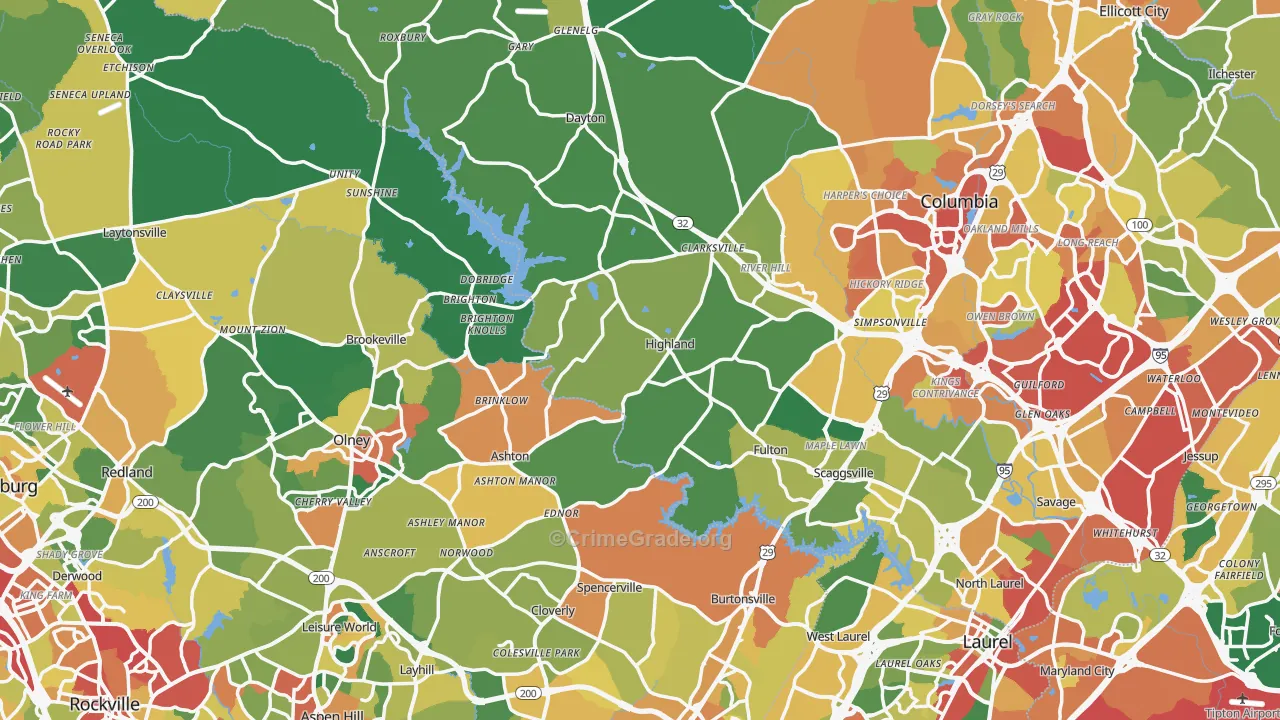 Highland, MD Map of Theft Rates