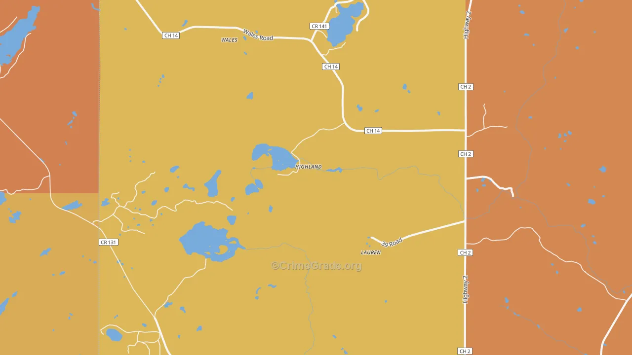 Highland, MN Map of Theft Rates