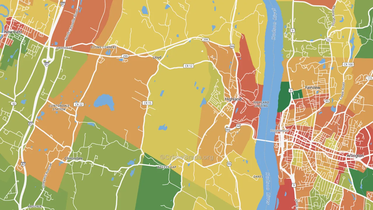 Highland, NY Map of Theft Rates