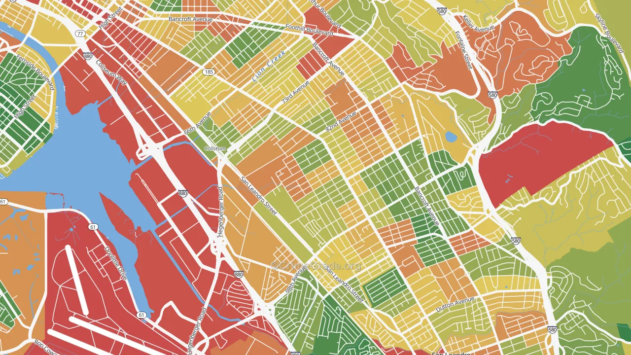 Highland, Oakland, CA Map of Theft Rates