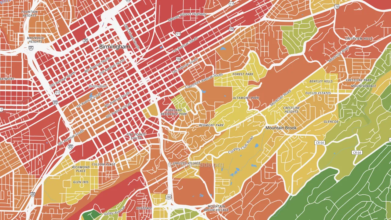 Highland Park, Birmingham, AL Map of Theft Rates