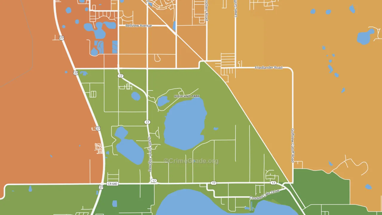 Highland Park, FL Map of Theft Rates