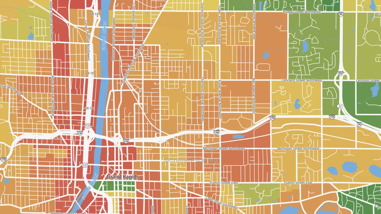 Highland Park, Grand Rapids, MI Map of Theft Rates