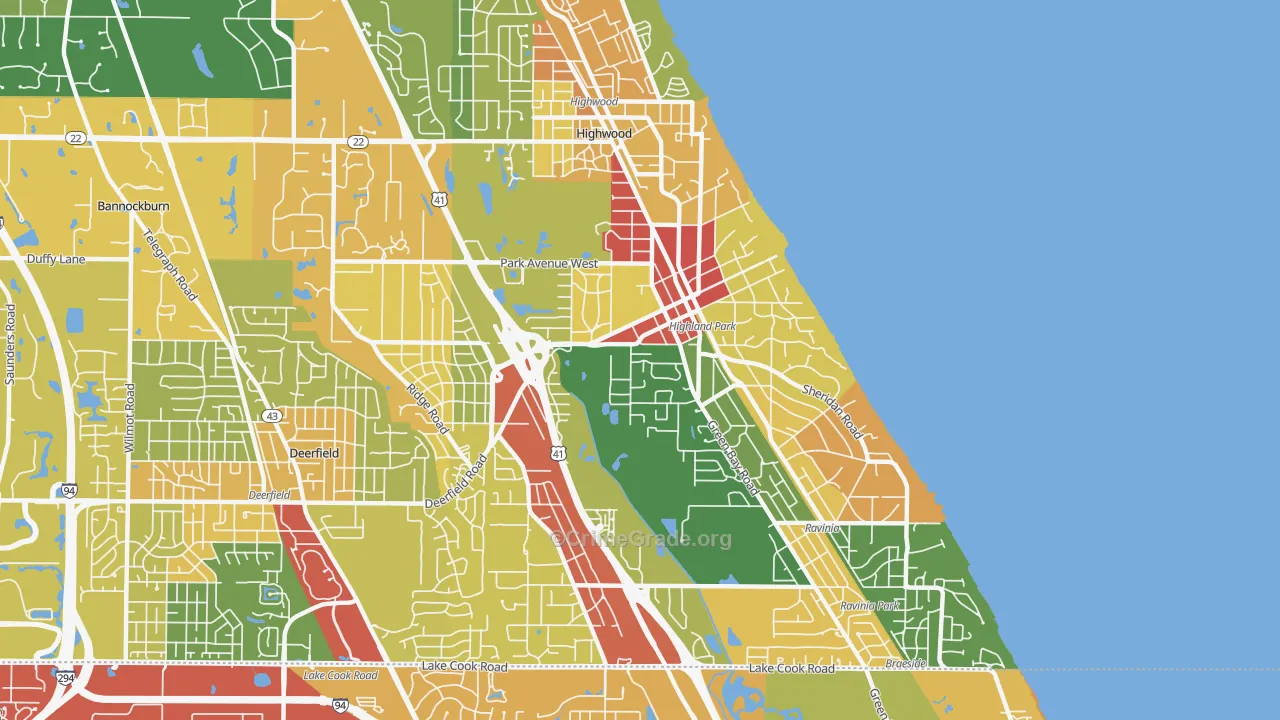 Highland Park, IL Map of Theft Rates