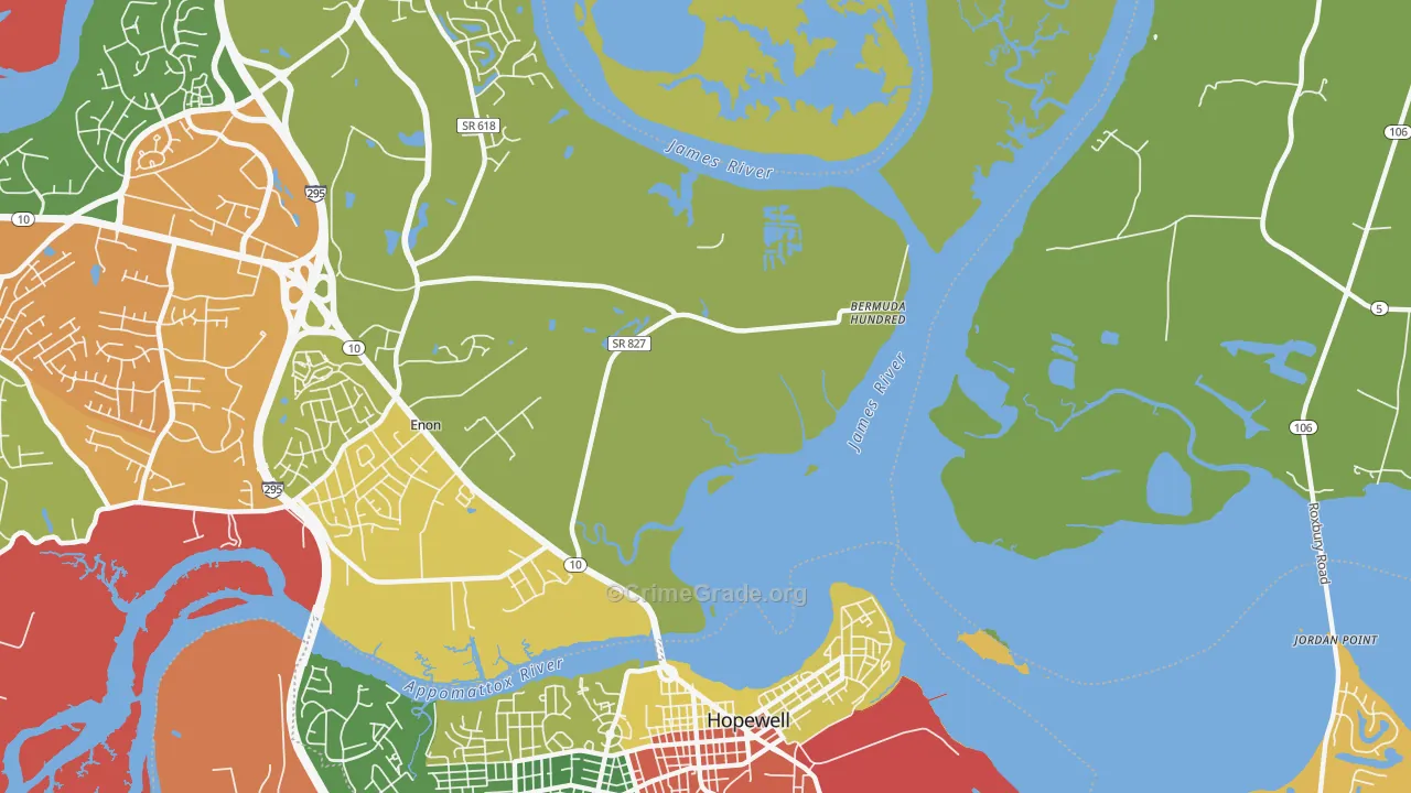 Highland Park, VA Map of Theft Rates