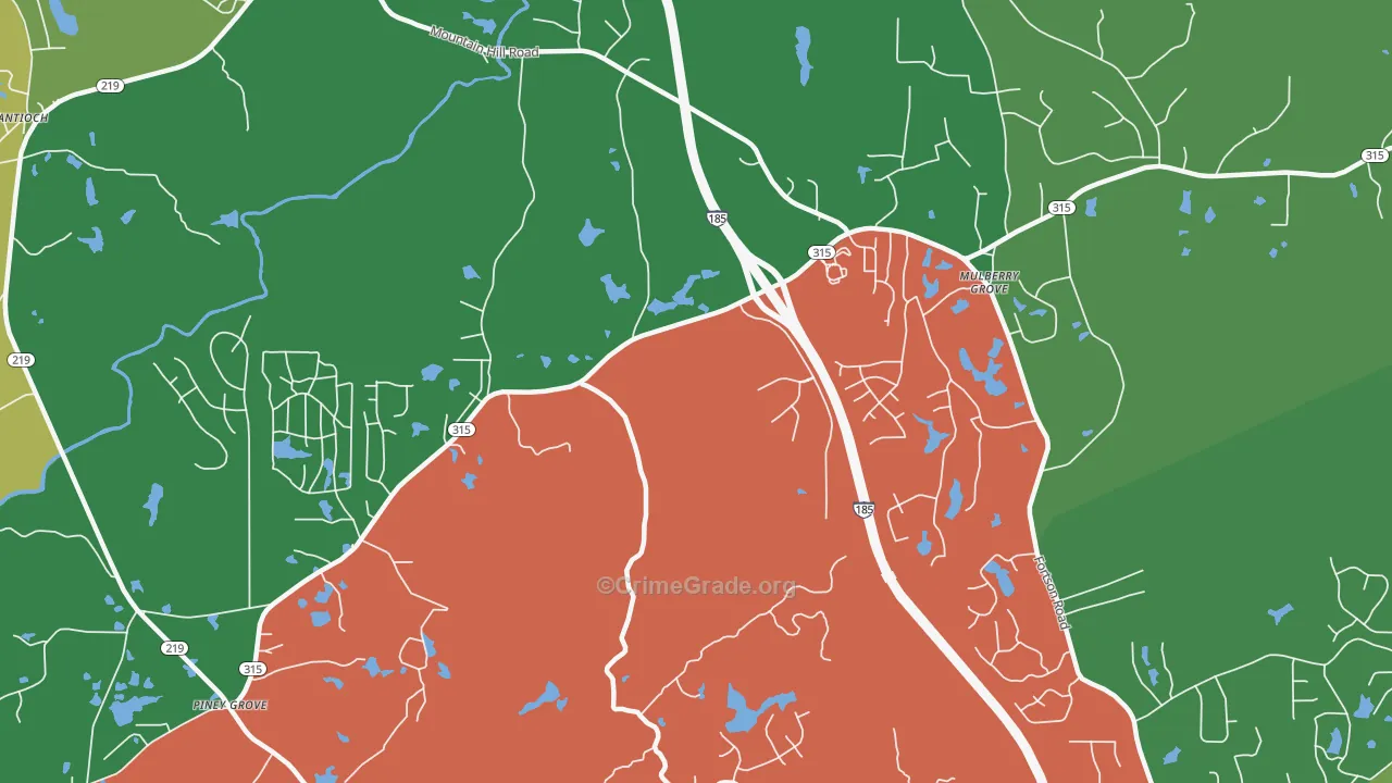 Highland Pines, GA Map of Theft Rates