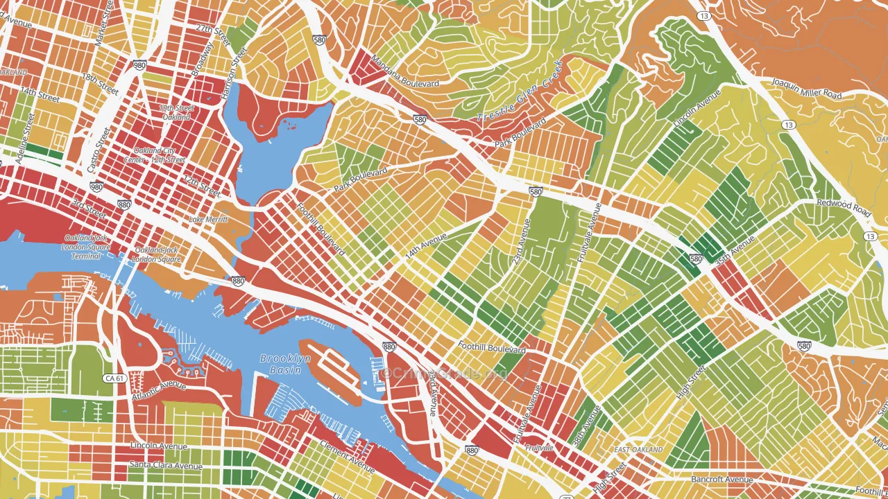 Highland Terrace, Oakland, CA Map of Theft Rates