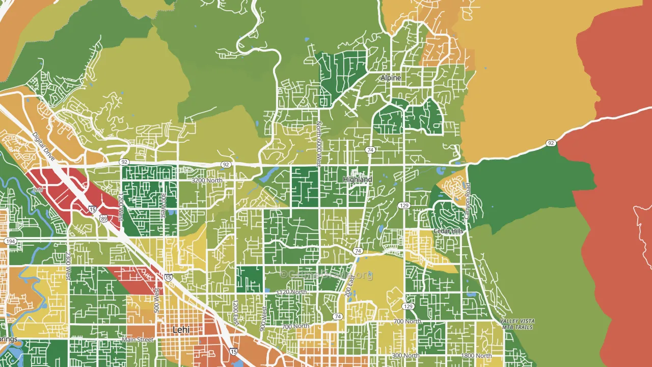 Highland, UT Map of Theft Rates
