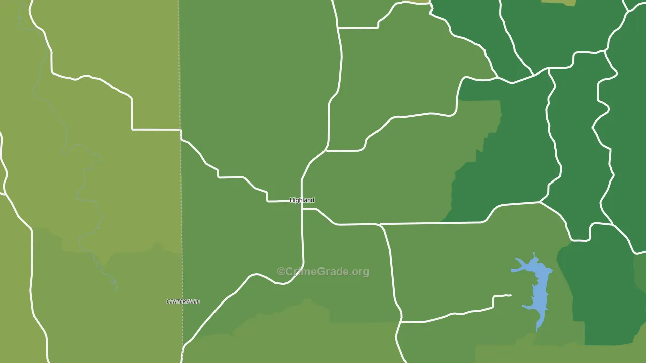 Highland, WI Map of Theft Rates