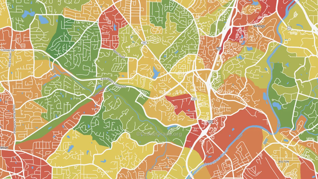 Highlands Park, Smyrna, GA Map of Theft Rates
