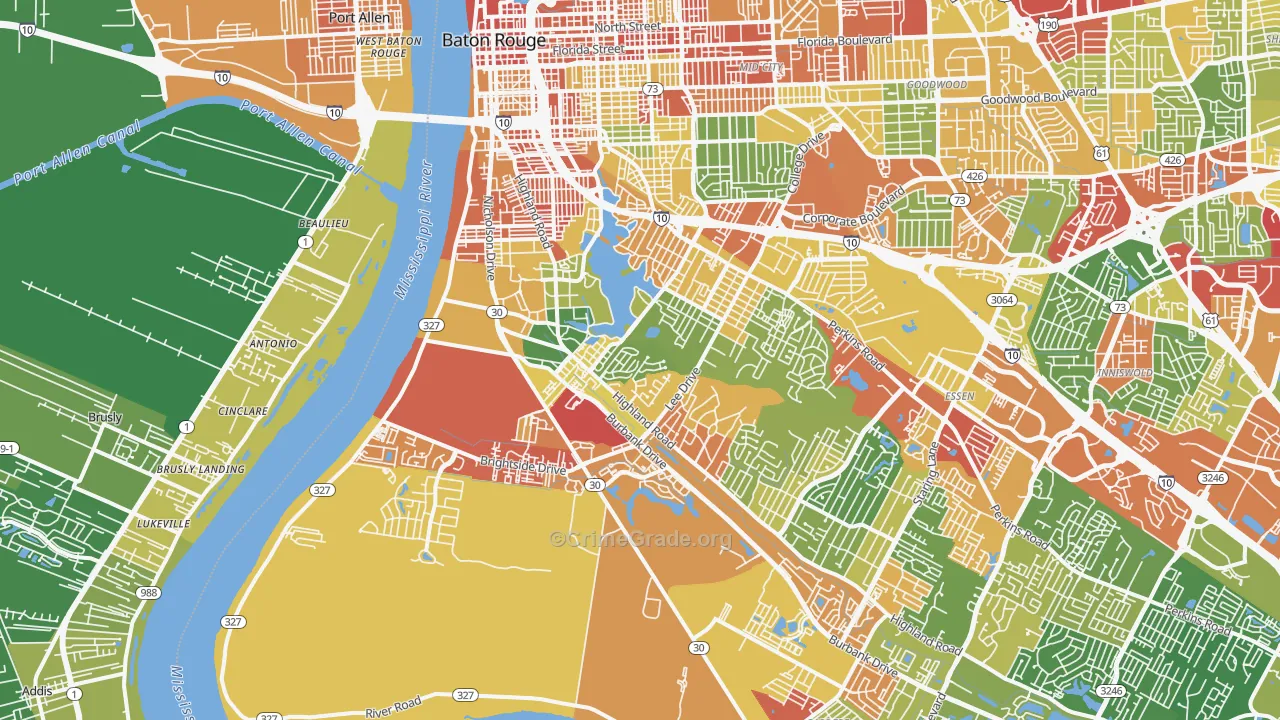 Highlands-Perkins, Baton Rouge, LA Map of Theft Rates