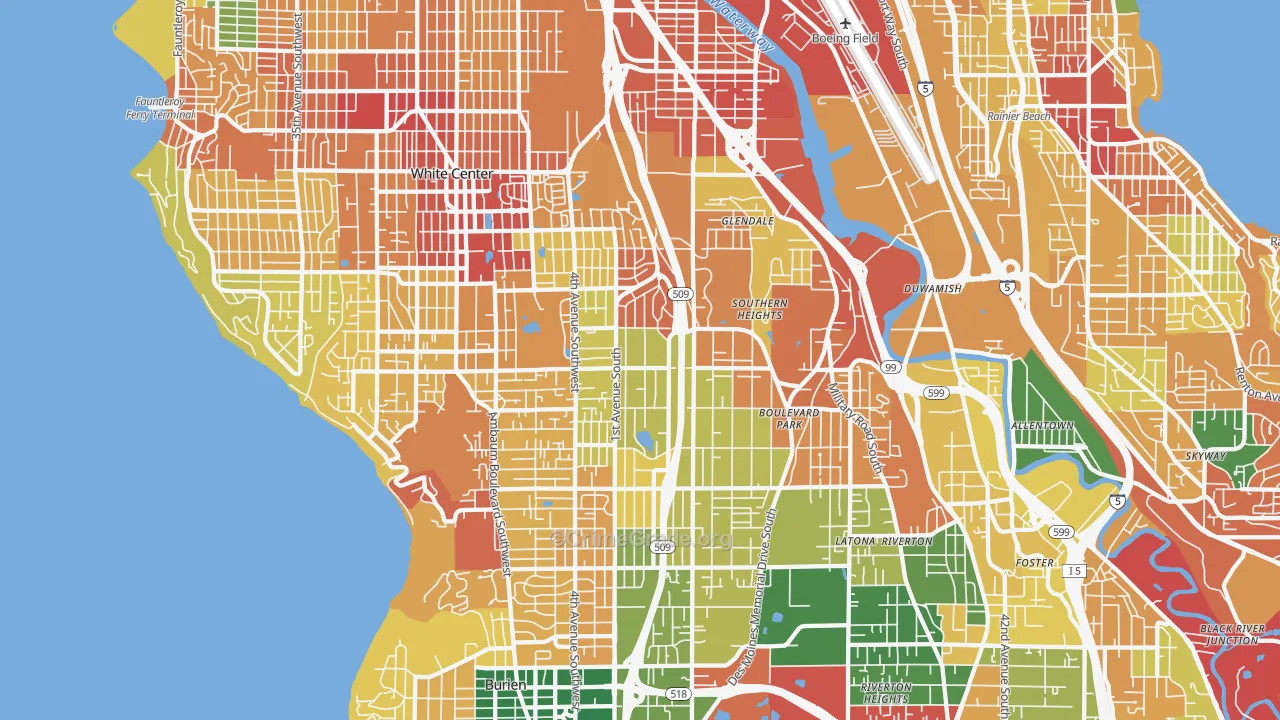Highline, Seattle, WA Map of Theft Rates