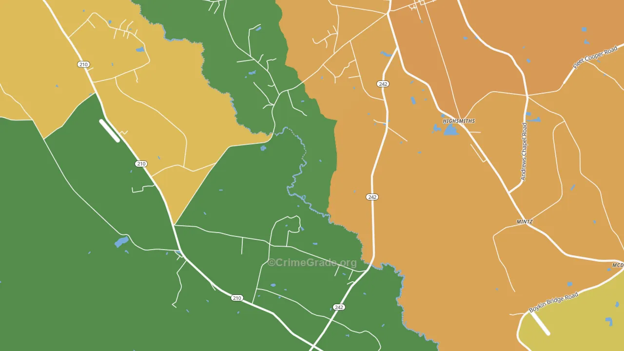 Highsmiths, NC Map of Theft Rates