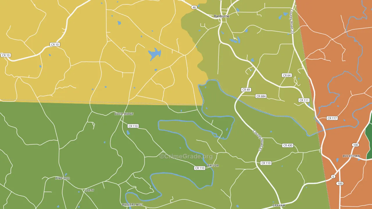 Hightower, AL Map of Theft Rates