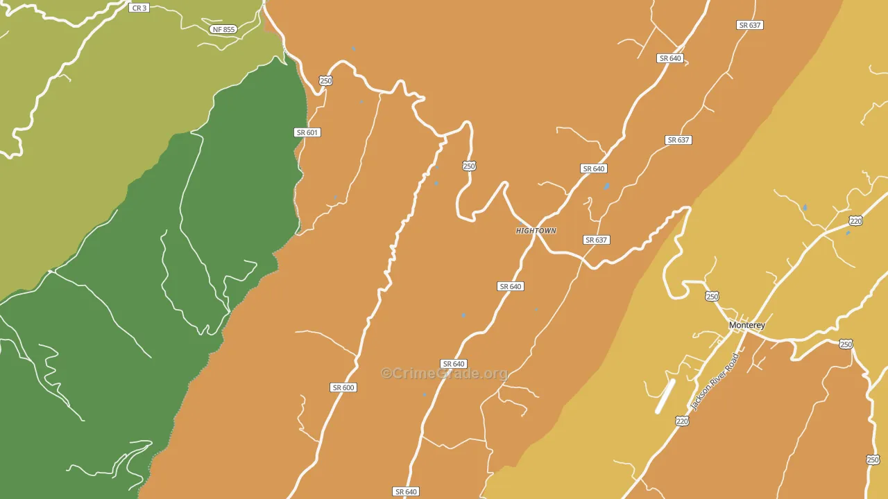 Hightown, VA Map of Theft Rates