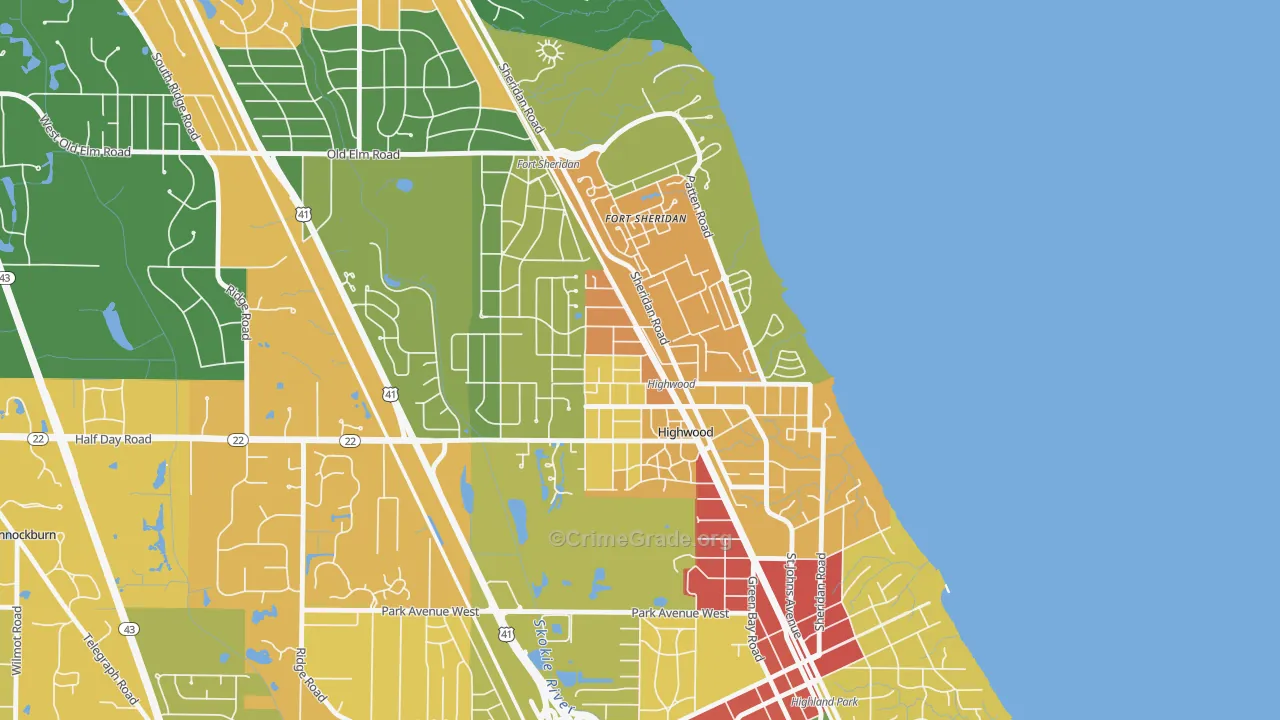 Highwood, IL Map of Theft Rates