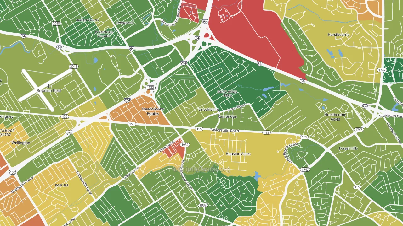 Hikes Point, Louisville, KY Map of Theft Rates
