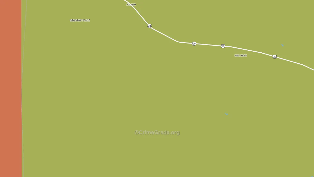 Hiland, WY Map of Theft Rates