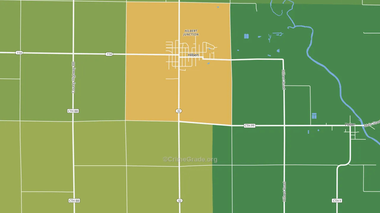 Hilbert Junction, WI Map of Theft Rates