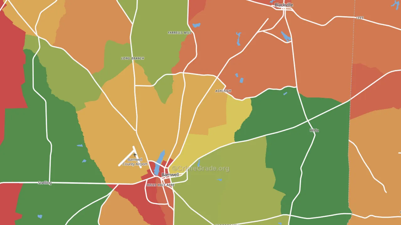 Hilda, SC Map of Theft Rates