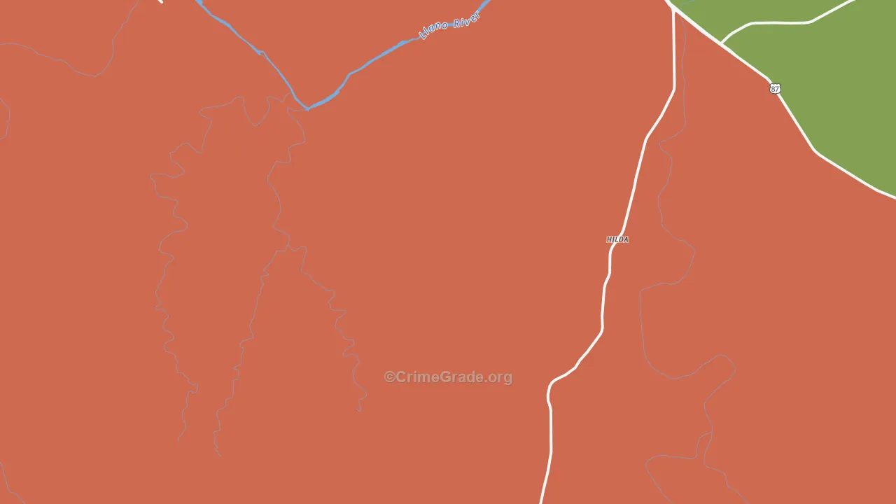 Hilda, TX Map of Theft Rates
