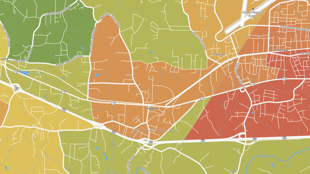 Hildebran, NC Map of Theft Rates