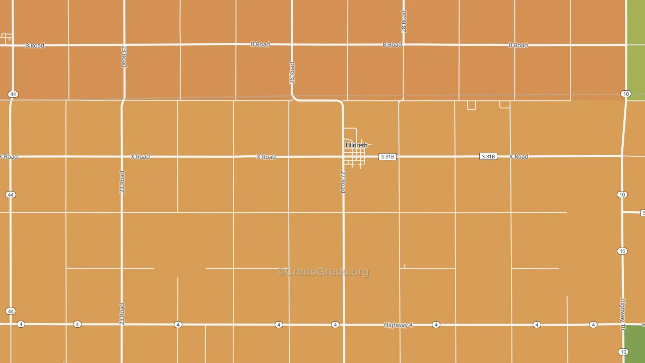 Hildreth, NE Map of Theft Rates