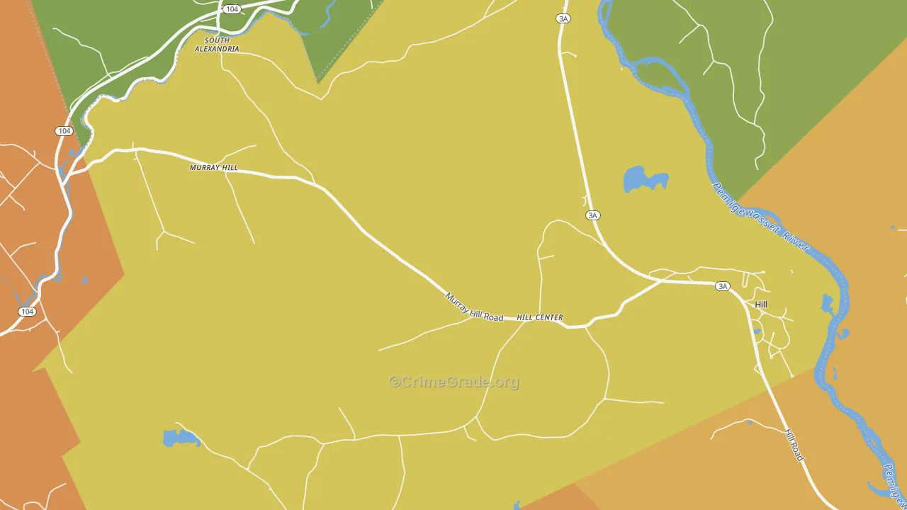Hill Center, NH Map of Theft Rates
