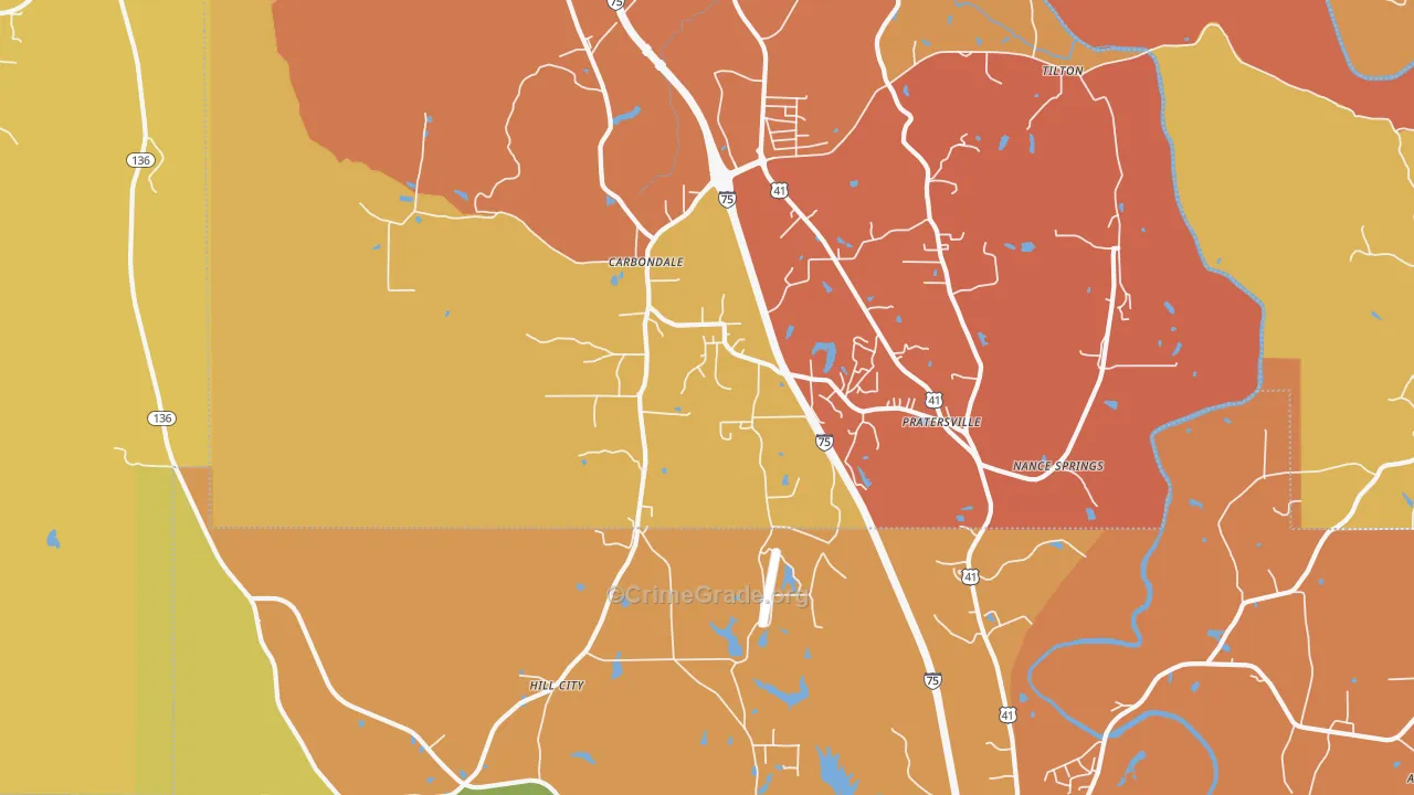 Hill City, GA Map of Theft Rates