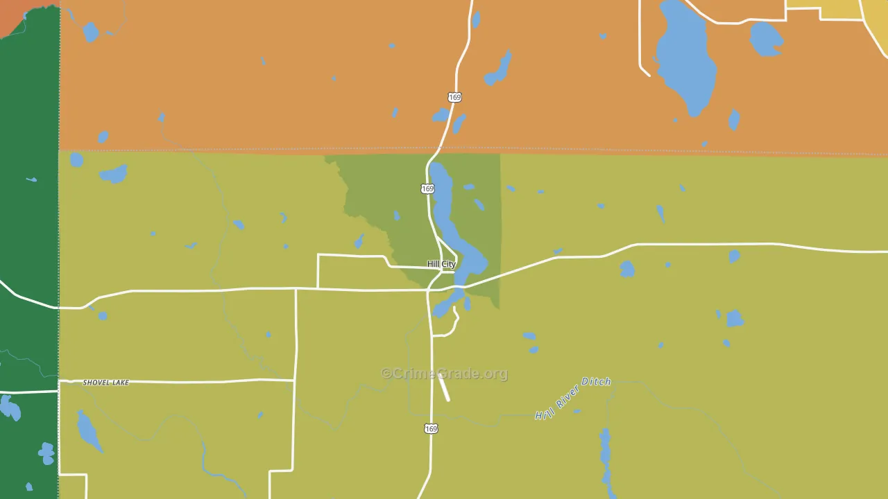 Hill City, MN Map of Theft Rates