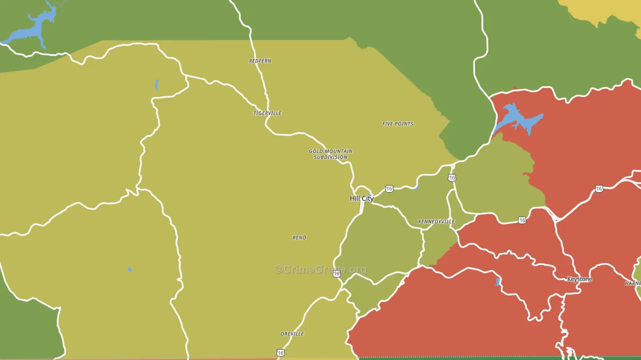 Hill City, SD Map of Theft Rates