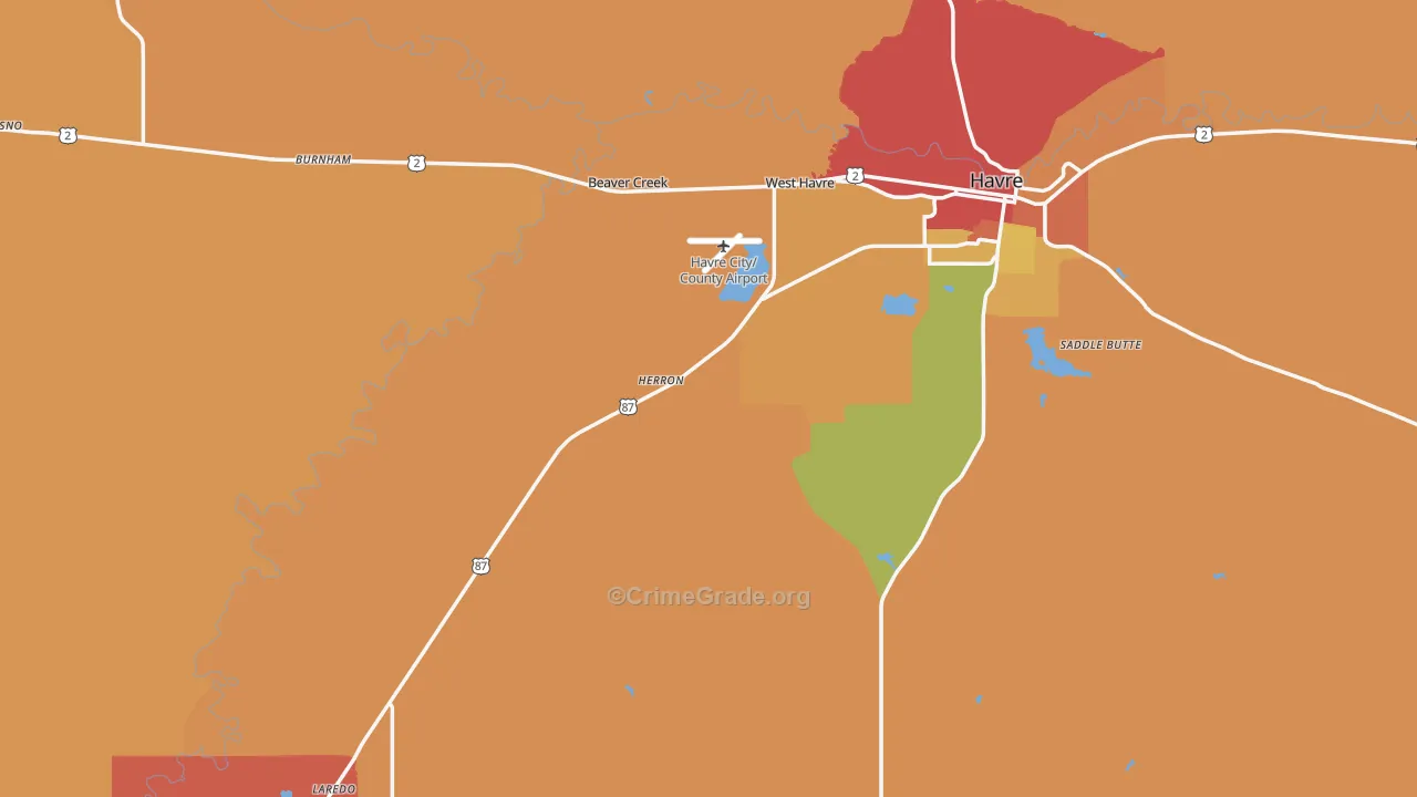 Hill County, MT Map of Theft Rates