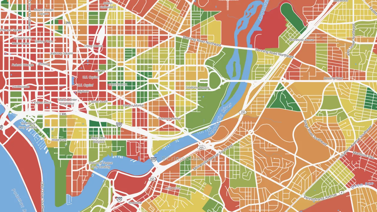 Hill East, Washington, DC Map of Theft Rates