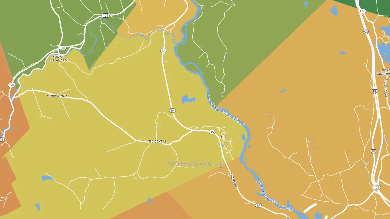 Hill, NH Map of Theft Rates