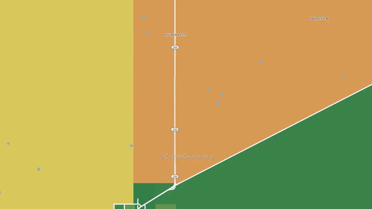 Hillburn City, NM Map of Theft Rates