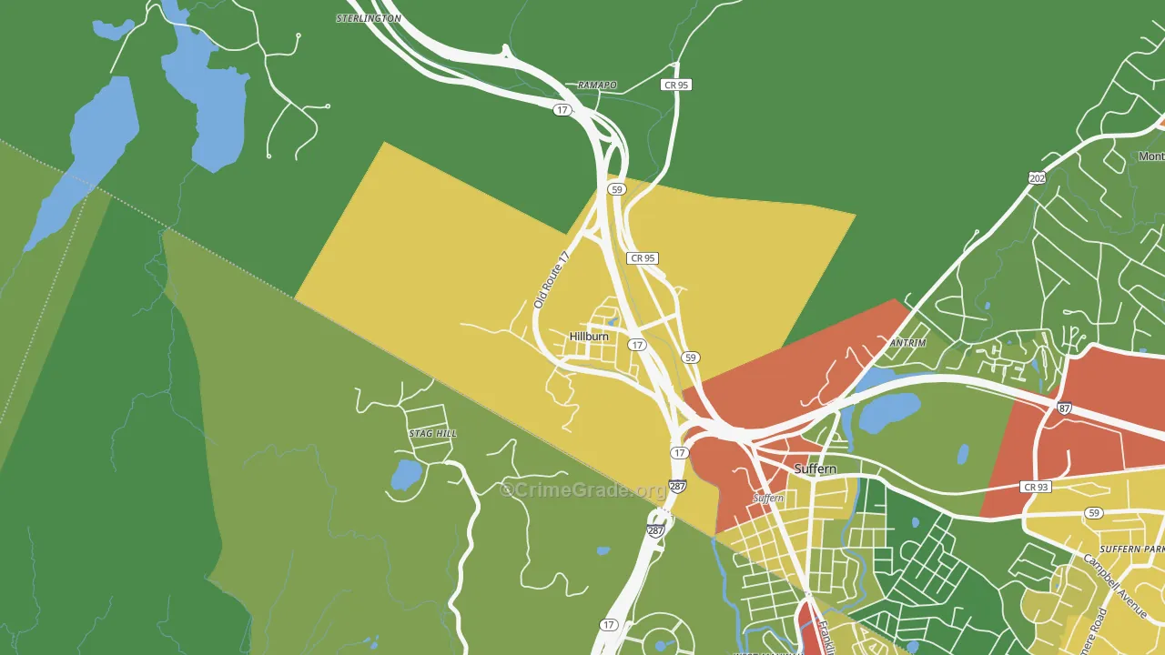 Hillburn, NY Map of Theft Rates