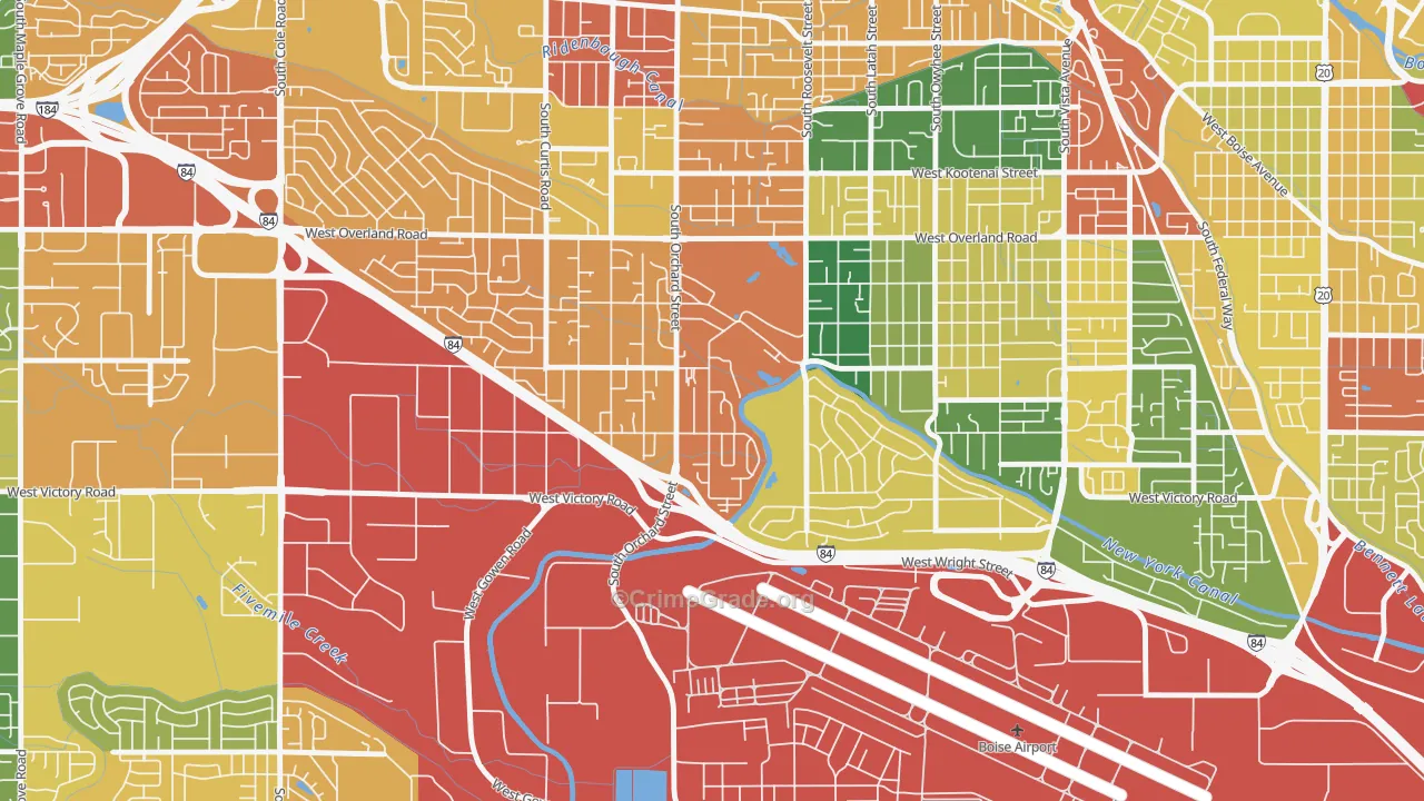 Hillcrest, Boise, ID Map of Theft Rates