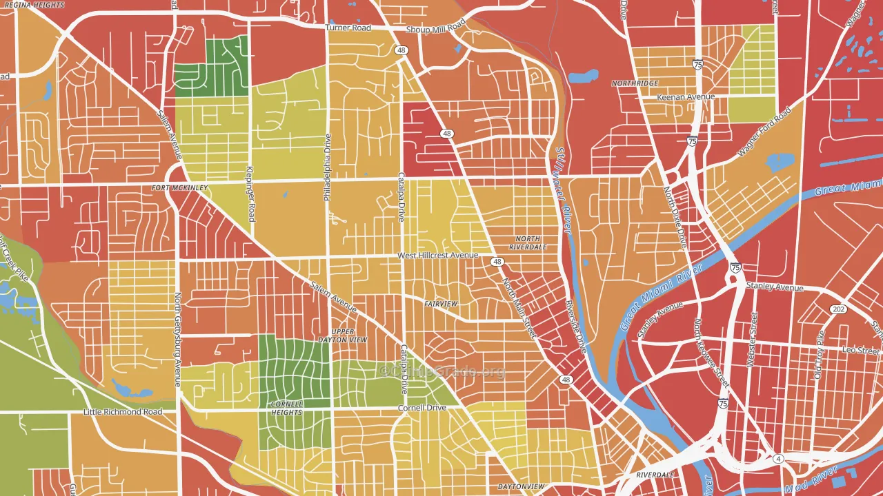 Hillcrest, Dayton, OH Map of Theft Rates