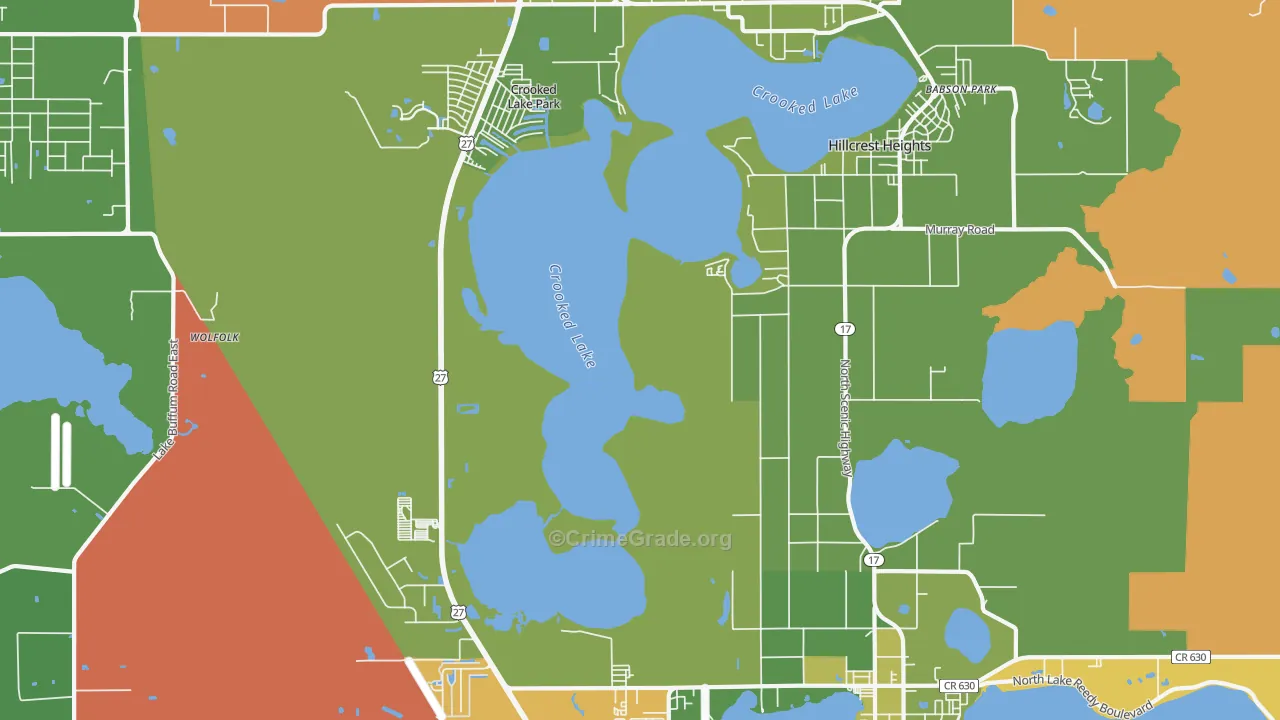 Hillcrest Heights, FL Map of Theft Rates