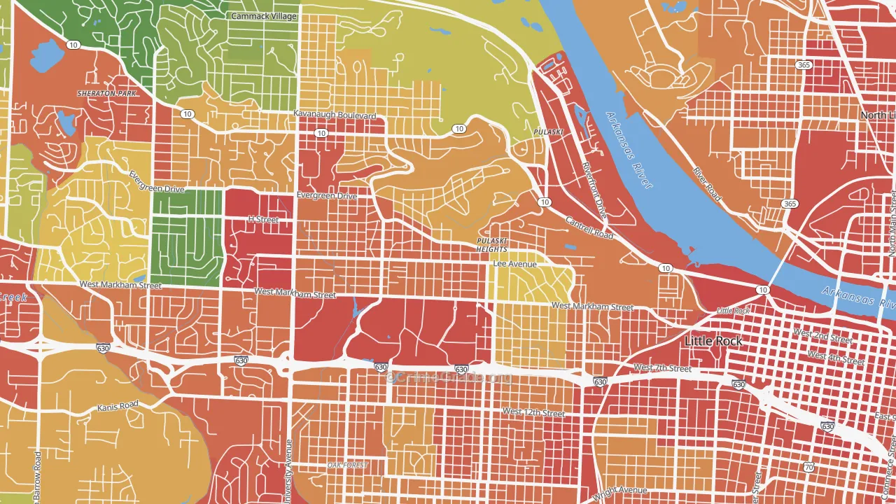 Hillcrest, Little Rock, AR Map of Theft Rates