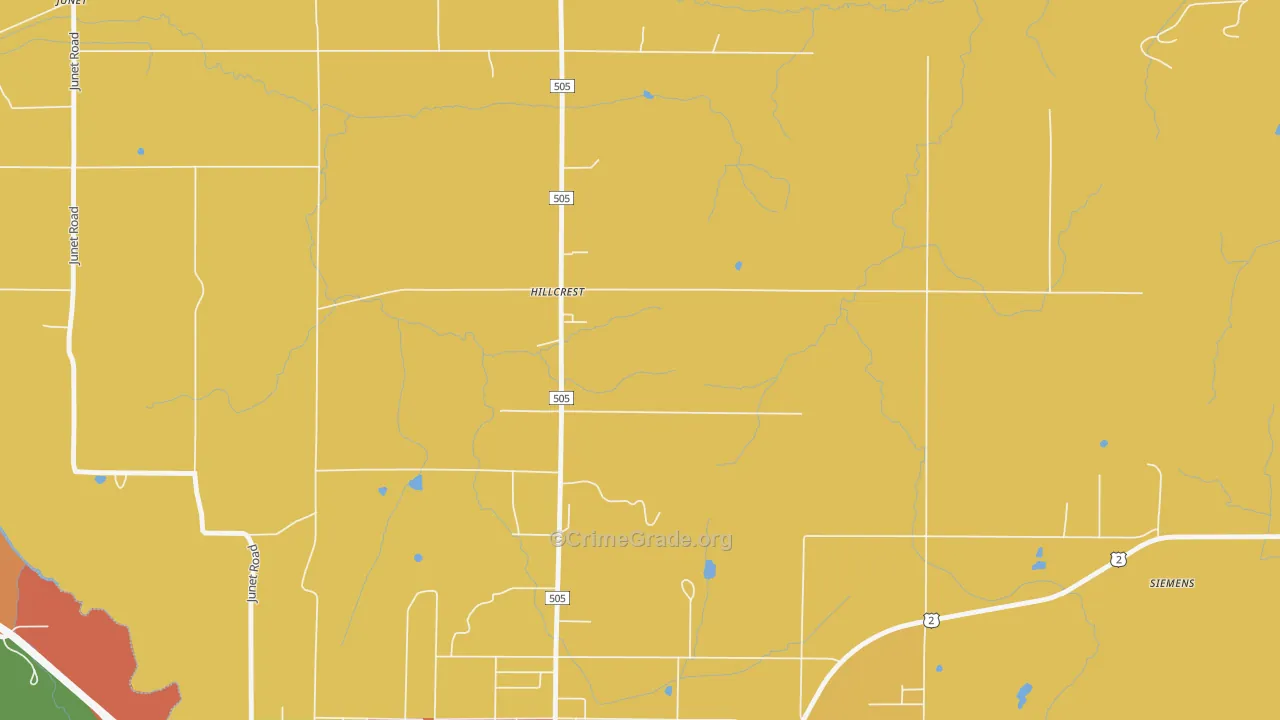 Hillcrest, MI Map of Theft Rates