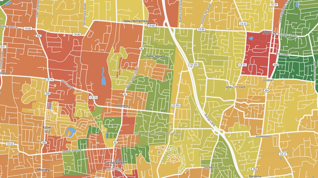 Hillcrest, Spring Valley, NY Map of Theft Rates