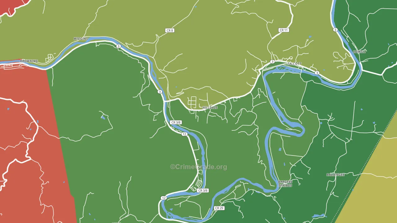 Hilldale, WV Map of Theft Rates