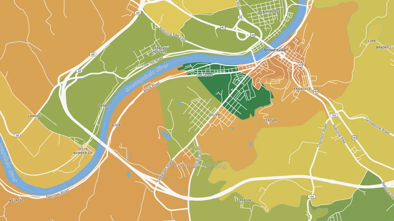 Hiller, PA Map of Theft Rates