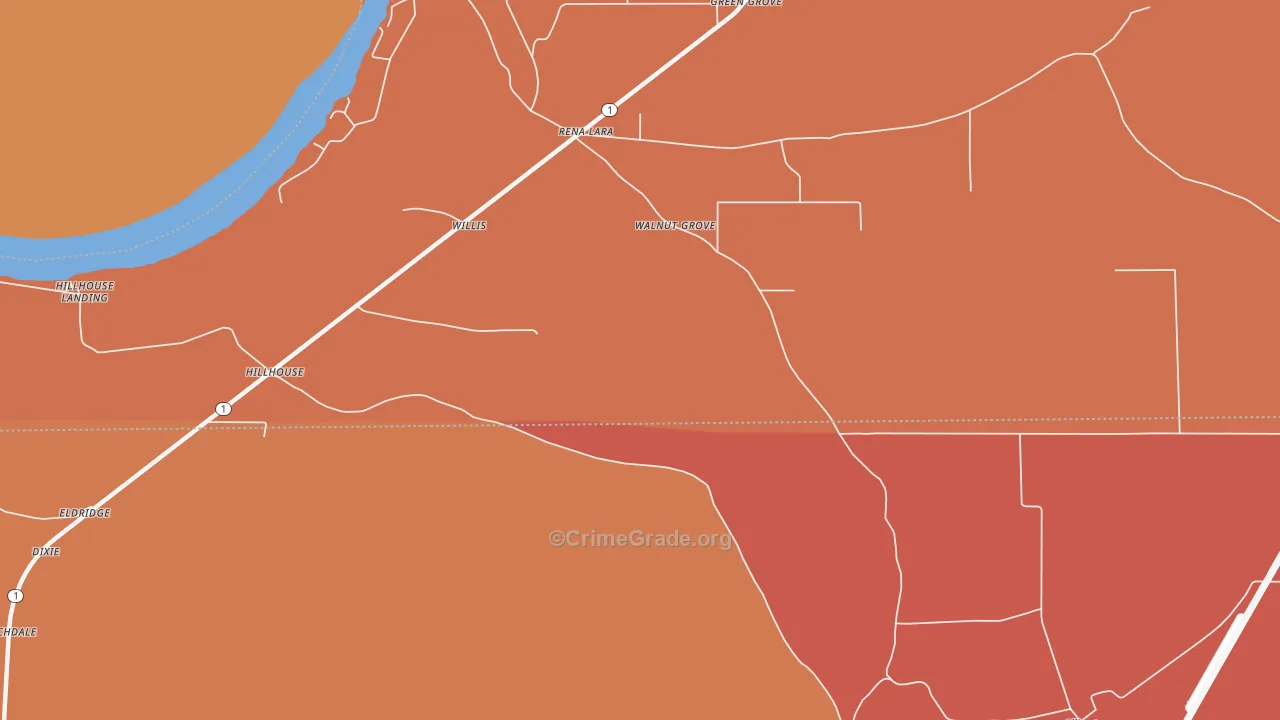 Hillhouse, MS Map of Theft Rates