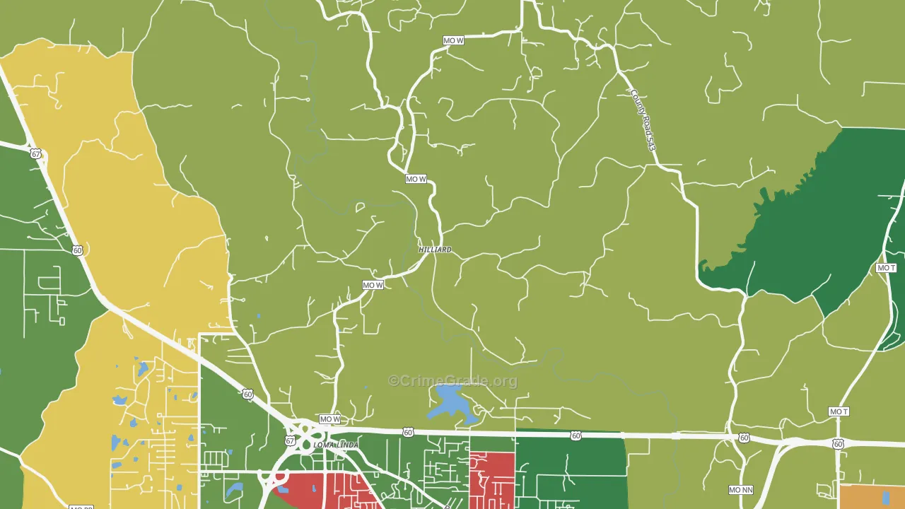Hilliard, MO Map of Theft Rates