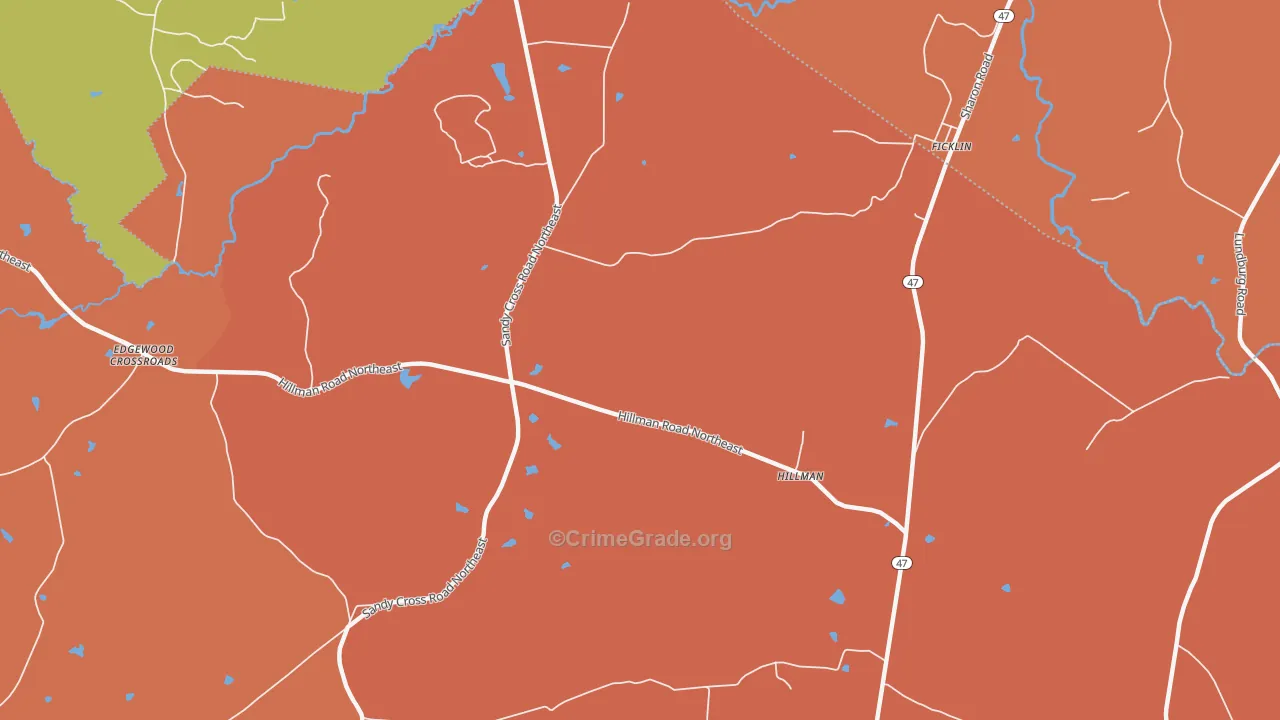 Hillman, GA Map of Theft Rates
